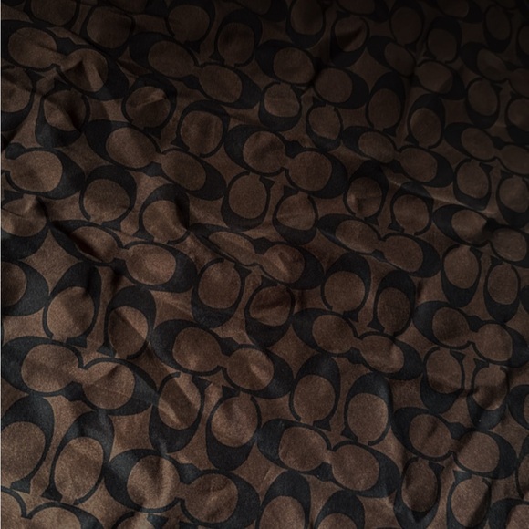 Coach Brown and Black Signature Silk Scarf Neckerchief 21" x 21" - Picture 1 of 3